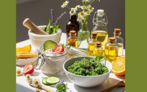 Varios produtos naturais para fazer cosméticos